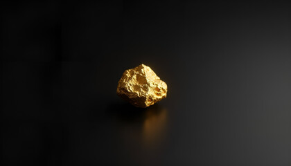 Shiny gold nugget on a black background symbolizing investments in gold
