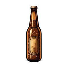 A sleek brown beer bottle with condensation forming on its surface, featuring a blank label.