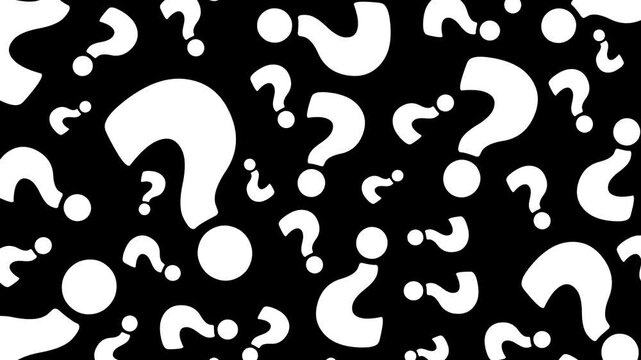 Question mark pattern background on black background .