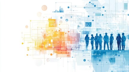 Fototapeta premium Business Professionals Connected by Digital Network Technology and Data Analytics