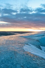 sunrise over the glacier mountains
