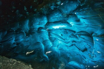 Blue glacier surface