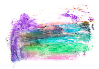 Colorful watercolor smeared, brush stroke, isolated on white