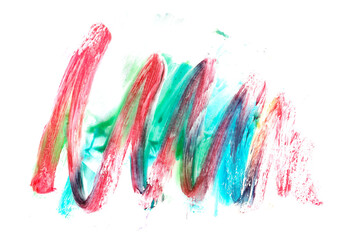 Colorful watercolor smeared, brush stroke, isolated on white