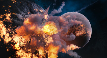 Planet destroyed in collision © Mikael Damkier