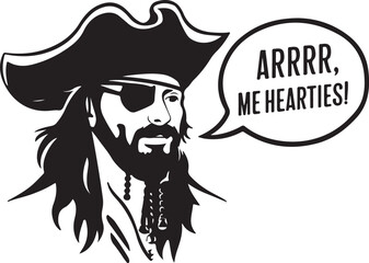  A pirate icon silhouette vector with white background