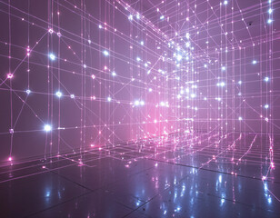 Fototapeta premium Neon Grid Network