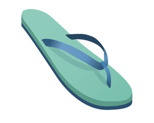 Green and blue single rubber flip flop, thong sandal icon