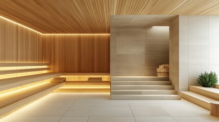 Modern sauna relaxation oasis