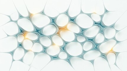 Abstract design featuring interconnected shapes and soft colors.