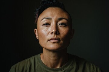 Fototapeta premium Natural light highlights a determined individual with a disability, capturing their spirit and perseverance