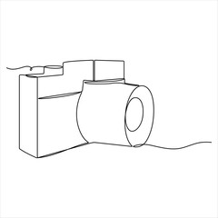 Continuous camera single line art drawing sketch vector illustration