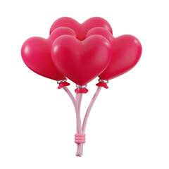 A bunch of glossy pink heart-shaped balloons tied together, perfect for Valentine's Day.