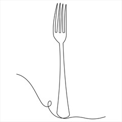 Continuous single drawing of knife fork spoon outline vector illustration