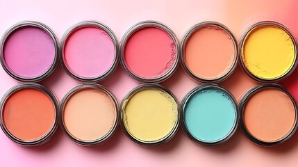 Ten Colorful Cosmetic Creams in Small Containers