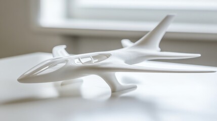 Detailed 3D Printed Aircraft Model in Bright Lab Setting