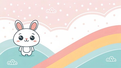 cute cartoon rainbow gradient illustration background