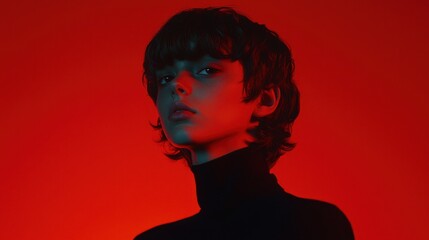 Emotional dark portrait of a young individual studio setting intense atmosphere close-up view artistic expression