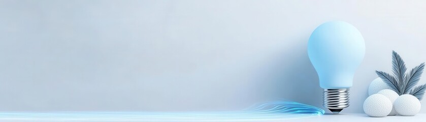 Stylish blue light bulb with minimalistic design, warm background.