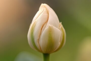 Delicate petals of a tightly closed flower bud capture the beauty and anticipation of nature in soft, diffused light