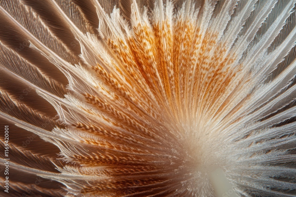 Poster a close-up reveals the complex structure of a feather, highlighting its texture and delicate barbs w