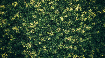 Lush green mat of vegetation in a horizontal layout seen from above, popular natural scenery in Sweden