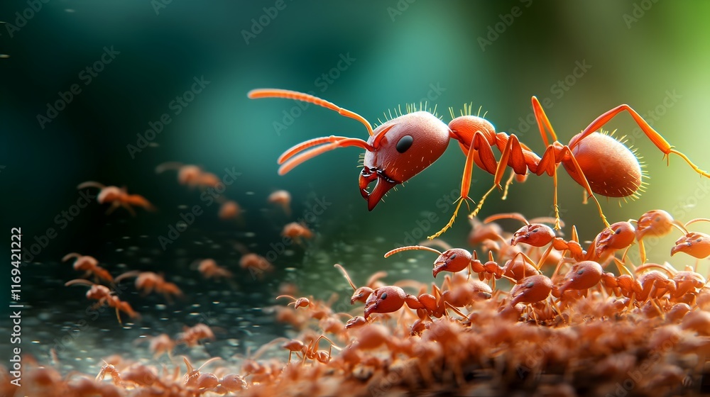 Poster mesmerizing synchronized swarming behavior of a colony of army ants countless individuals moving in 