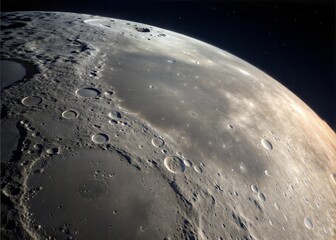 Stunning Lunar Crater Illuminated by Sunlight, Highlighting Rugged Texture and Depth