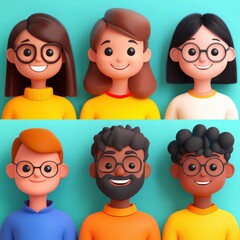 Cartoon profile picture featuring smiling, diverse characters in a vibrant design. Represents inclusivity, happiness, and community.