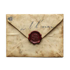 Vintage Envelope with Wax Seal and Handwritten Lettering