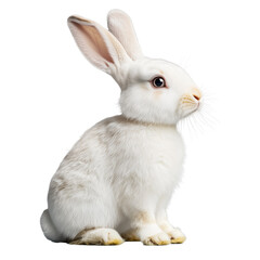 Obraz premium White Easter bunny against a transparent background for Easter themed advertising composition.