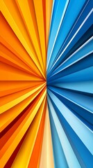 Fototapeta premium Vibrant abstract artwork featuring a dynamic interplay of warm oranges and cool blues. The radiating lines create a sense of movement and energy, perfect for a modern design.