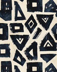 Striking Geometric Tribal Pattern in Monochrome Tones for Versatile Design Applications