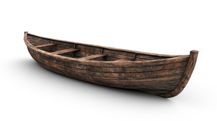 A weathered wooden rowboat perfect for historical or fantasy scenes. Ideal for game assets or visualization projects needing a classic small vessel.