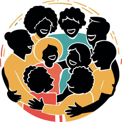 Family reunion icon silhouette vector with white background 
