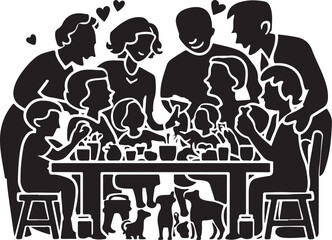 Family reunion icon silhouette vector with white background 