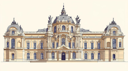 Obraz premium A large, ornate building with a lot of detail and a sense of grandeur. the architecture is reminiscent of a palace or a temple. Cenotaph. Illustration