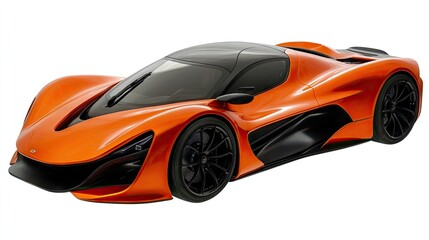 Sleek orange and black sports car with aerodynamic design. Ideal for racing games or futuristic car ads.