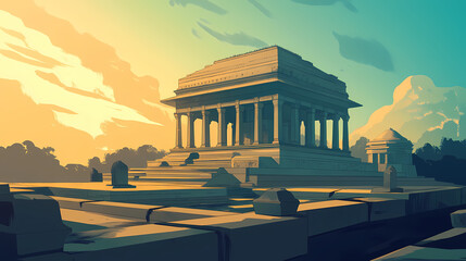 Obraz premium Ancient architecture in india. Cenotaph. Illustration
