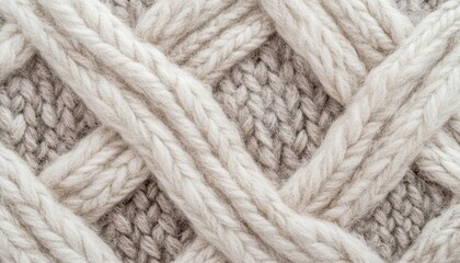 Textured Cable Knit Wool Fabric Background Beige and Cream Tones Soft Cozy Winter Design