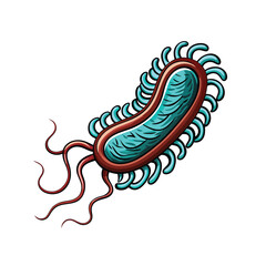 Close-up vector illustration of Helicobacter pylori bacteria with emphasis on its shape and structure.