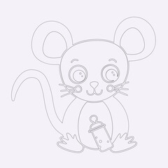 Clean and minimalistic line drawing of a rat in a side profile pose. Perfect for logos, educational materials, or animal-themed designs