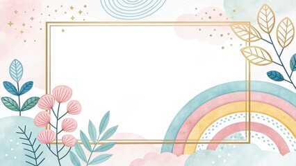 cute rainbow gradient watercolor illustration background
