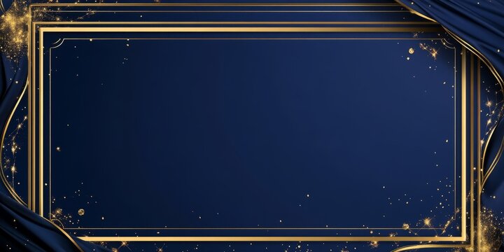 Elegant Gold Frame Navy Blue Background Design