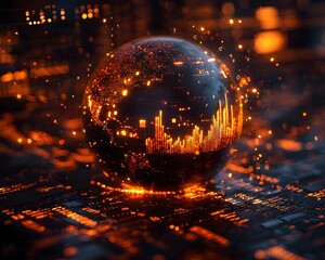 Glowing Sphere of Global Market Connectivity and Digital Data Flows