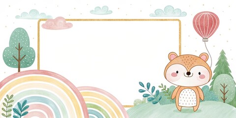 cute rainbow gradient watercolor illustration background