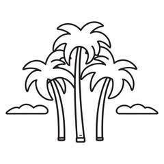 Obraz premium palm tree line art vector coloring page book illustration for kids