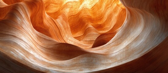 Abstract sandstone canyon walls with swirling, textured patterns in warm orange and beige tones.