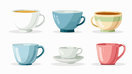Elegant Collection of Empty Tea Cups, Mugs, Ceramic Bowls, Glass, and Porcelain - Tableware Concept