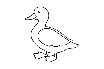 Duck continuous one line drawing with outline vector illustration